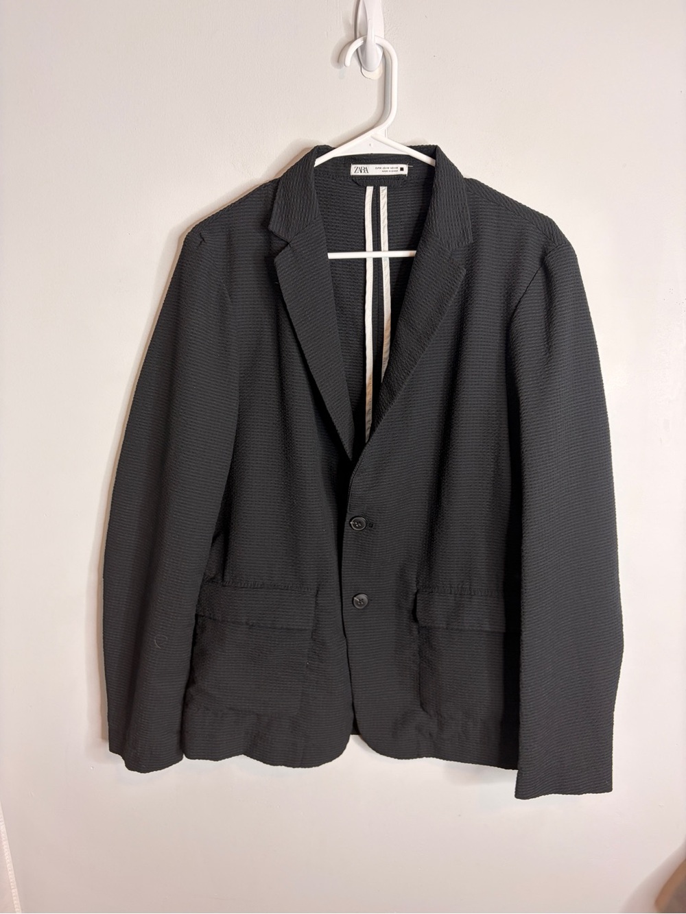 Zara Women’s Overzied Blazer Black Textured Two-Button Medium